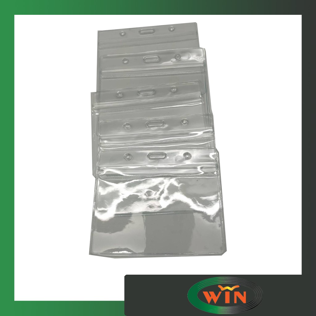 ป้ายใส่บัตรพนักงาน (5แพ็ค 50 ชิ้น) ป้ายใส่บัตร ซองพลาสติกใส่บัตร ป้ายชื่อมีซิป S แนวนอน สีใส ความหนา 5 มม.